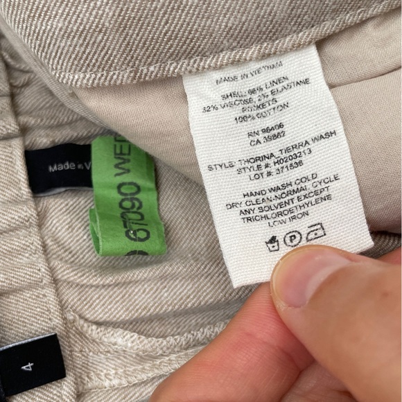 Theory linen pants Thorina Tierra Wash Cropped elastic waist stretchy minimalist - Picture 11 of 16